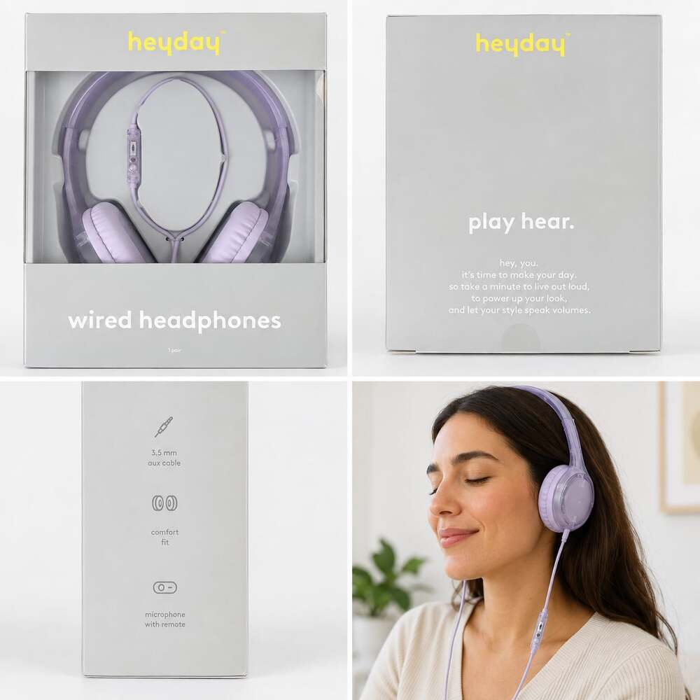 heyday Wired On-Ear Translucent Jelly Headphones - Purple